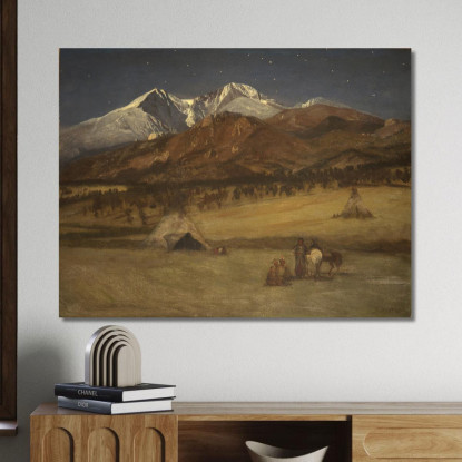 Serata Nell'Accampamento Indiano Albert Bierstadt abr35 quadro stampato su tela