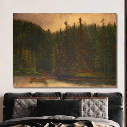 Cacciatori Indiani In Canoa Albert Bierstadt abr37 quadro stampato su tela