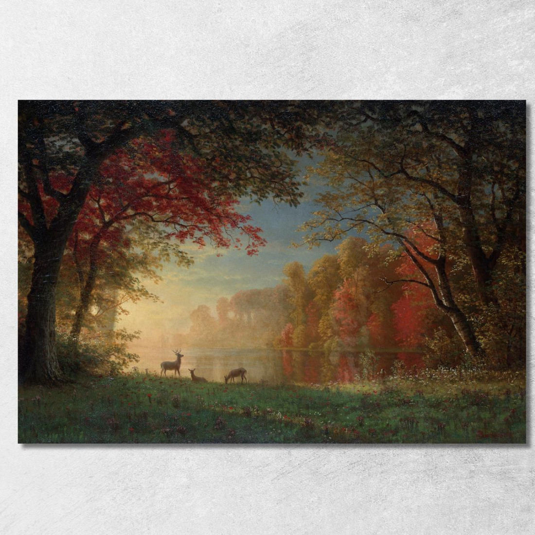 Cervo Indiano Al Tramonto Vicino A Un Lago Albert Bierstadt abr38 quadro stampato su tela Cervo Indiano Al Tramonto Vicino A Un Lago Albert Bierstadt abr38 quadro stampato su tela