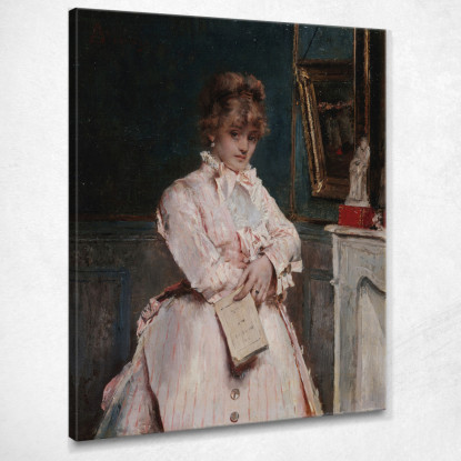 Giovane Donna Che Tiene Un Libro Alfred Stevens stal36 quadro stampato su tela