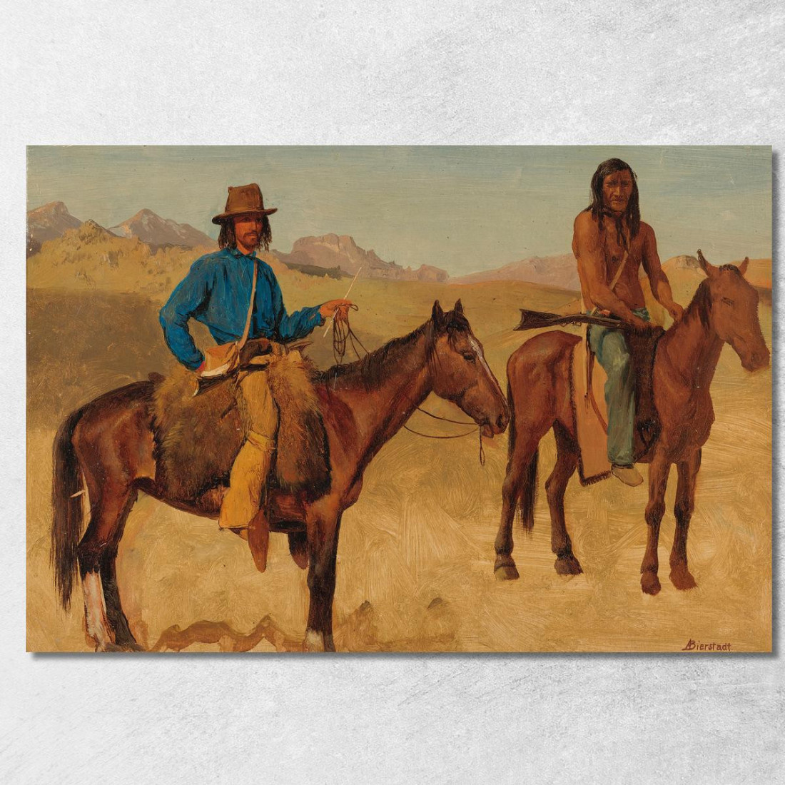 Trapper E Guida Indiana A Cavallo Albert Bierstadt abr117 quadro stampato su tela Trapper E Guida Indiana A Cavallo Albert Bierstadt abr117 quadro stampato su tela