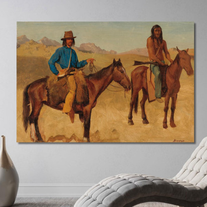 Trapper E Guida Indiana A Cavallo Albert Bierstadt abr117 quadro stampato su tela
