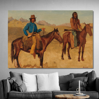 Trapper E Guida Indiana A Cavallo Albert Bierstadt abr117 quadro stampato su tela