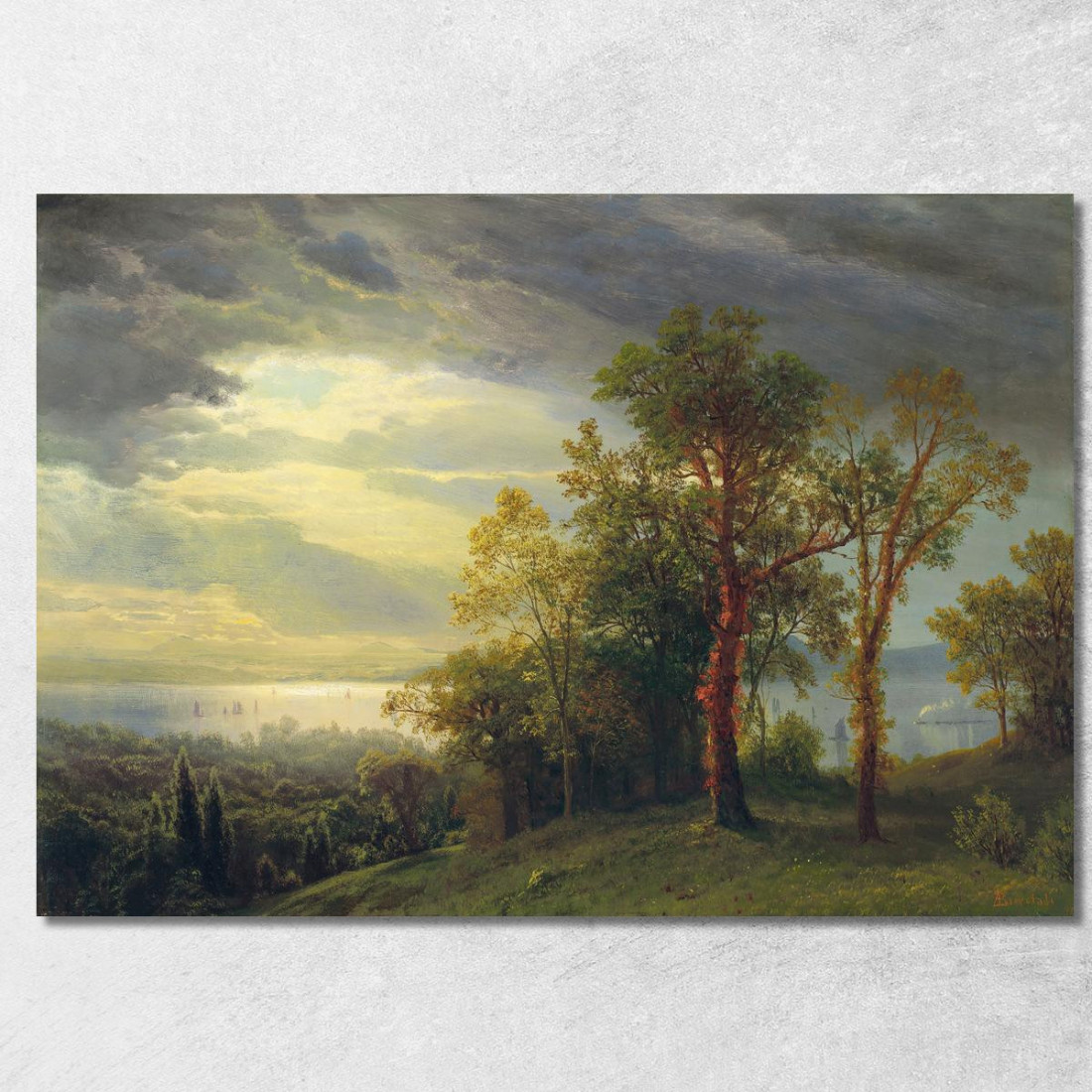 Vista Sull'Hudson Albert Bierstadt abr128 quadro stampato su tela Vista Sull'Hudson Albert Bierstadt abr128 quadro stampato su tela