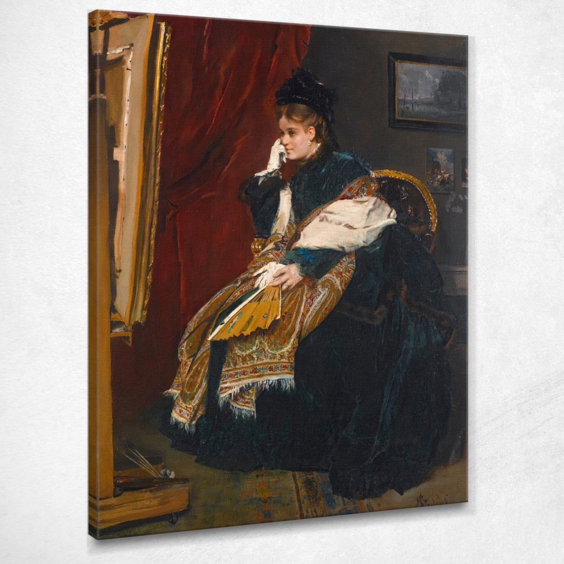 La Donna Vestita Di Verde In Officina Alfred Stevens stal40 quadro stampato su tela La Donna Vestita Di Verde In Officina Alfred Stevens stal40 quadro stampato su tela