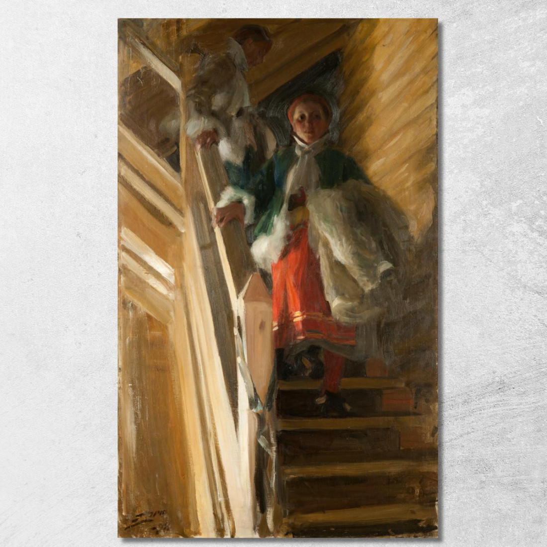 Sulle Scale Della Soffitta Anders Zorn azn53 quadro stampato su tela Sulle Scale Della Soffitta Anders Zorn azn53 quadro stampato su tela