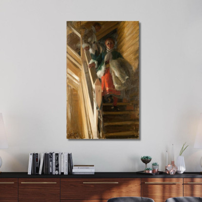 Sulle Scale Della Soffitta Anders Zorn azn53 quadro stampato su tela