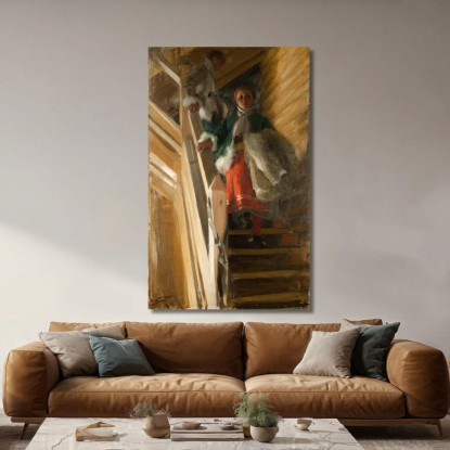 Sulle Scale Della Soffitta Anders Zorn azn53 quadro stampato su tela