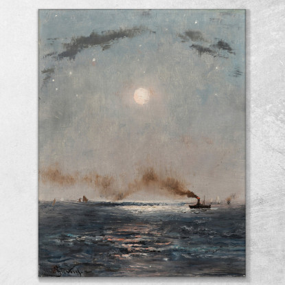 Marina Notturna Alfred Stevens stal59 quadro stampato su tela