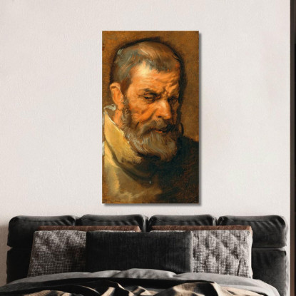 Testa Di Un Uomo Barbuto Anthony van Dyck avd30 quadro stampato su tela