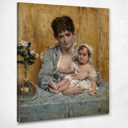 Madre E Figlio Alfred Stevens stal65 quadro stampato su tela