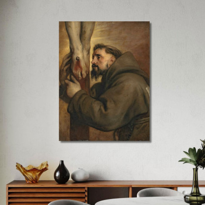 San Francesco D'Assisi Ai Piedi Della Croce Anthony van Dyck avd98 quadro stampato su tela