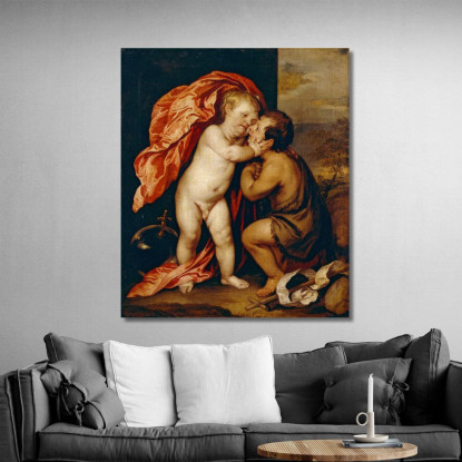 I Neonati Cristo E San Giovanni Battista Anthony van Dyck avd115 quadro stampato su tela