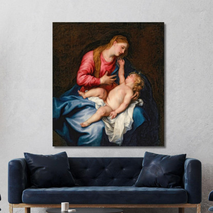 La Vergine E Il Bambino Anthony van Dyck avd127 quadro stampato su tela