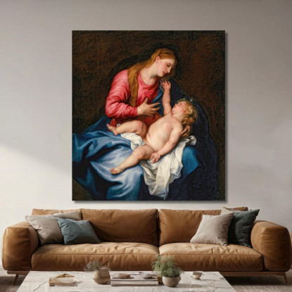 La Vergine E Il Bambino Anthony van Dyck avd127 quadro stampato su tela