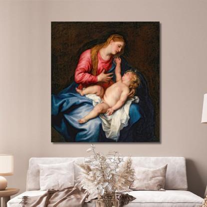 La Vergine E Il Bambino Anthony van Dyck avd127 quadro stampato su tela