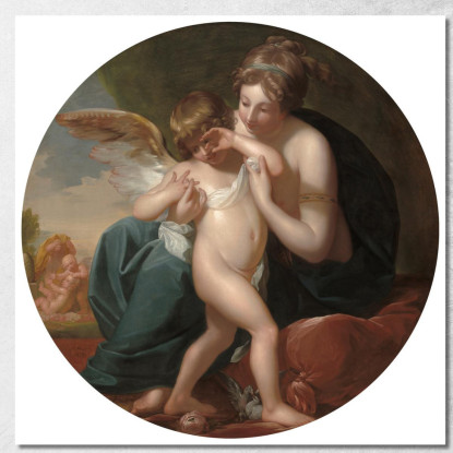 Cupido Punto Da Un'Ape È Accudito Da Sua Madre Benjamin West bwt12 quadro stampato su tela