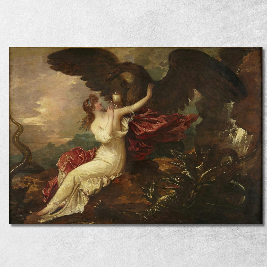 Aquila Che Porta La Coppa A Psiche Benjamin West bwt18 quadro stampato su tela