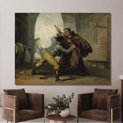 Frate Pedro Strappa La Pistola A El Maragato Francisco de Goya fgy25 quadro stampato su tela