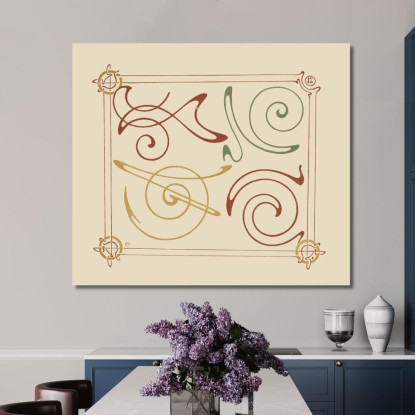 Disegno Astratto Basato Su Arabeschi 3 Alphonse Mucha amu2 quadro stampato su tela