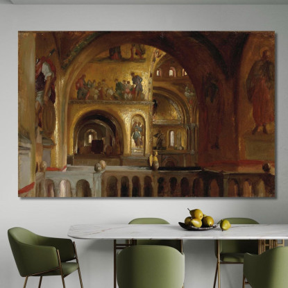 L'Interno Della Basilica Di San Marco Venezia Frederic Leighton flg59 quadro stampato su tela