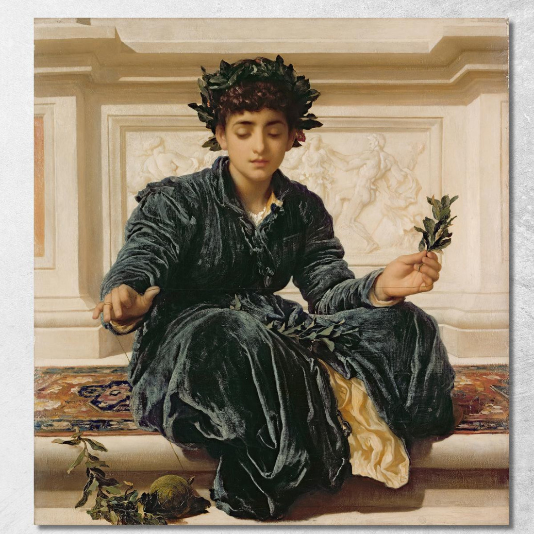 Tessendo La Ghirlanda Frederic Leighton flg66 quadro stampato su tela Tessendo La Ghirlanda Frederic Leighton flg66 quadro stampato su tela