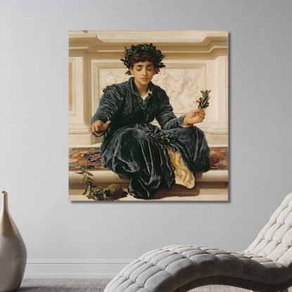 Tessendo La Ghirlanda Frederic Leighton flg66 quadro stampato su tela