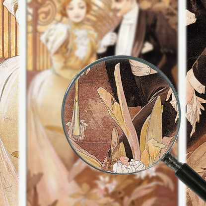 Flirtare Alphonse Mucha amu12 quadro stampato su tela