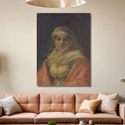 Una Bellezza Turca Frederick Arthur Bridgman fab4 quadro stampato su tela