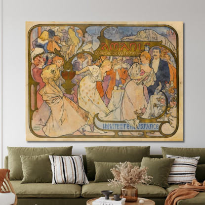 Amanti Alphonse Mucha amu14 quadro stampato su tela