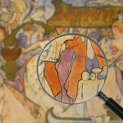 Amanti Alphonse Mucha amu14 quadro stampato su tela