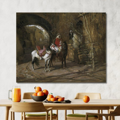 Cavaliere In Un Cortile Frederick Arthur Bridgman fab25 quadro stampato su tela
