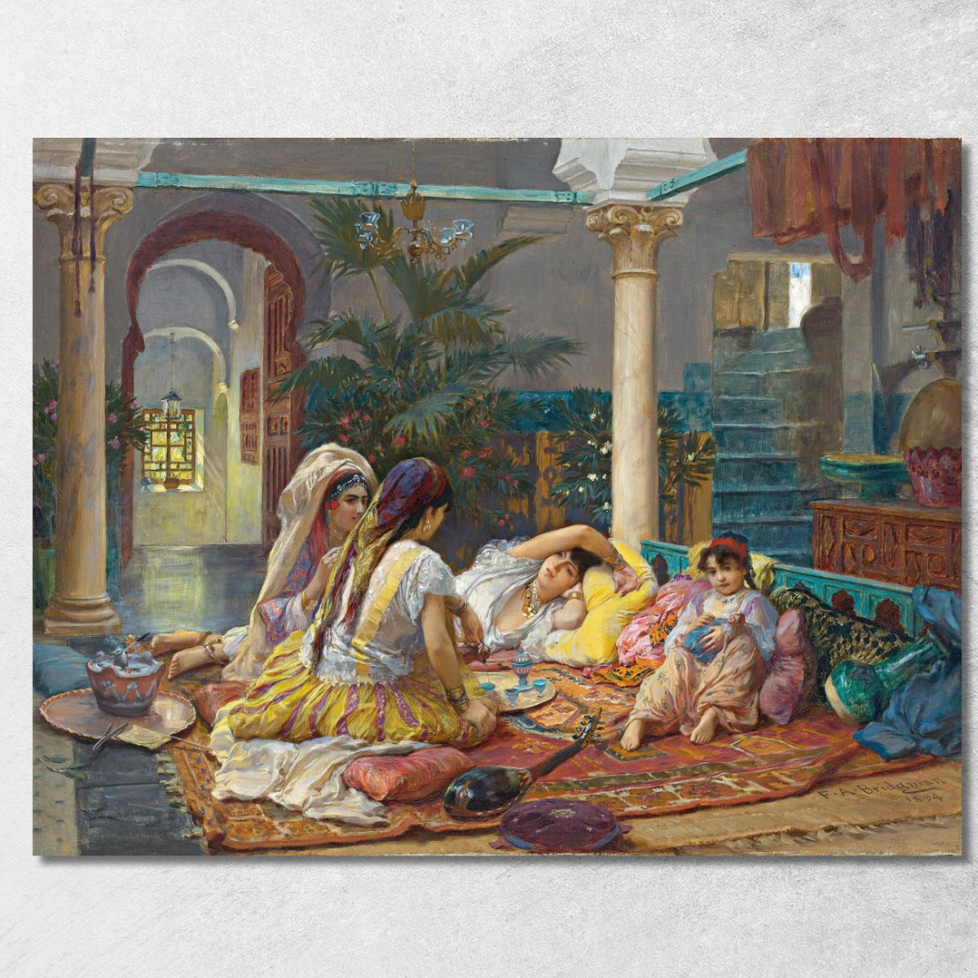 Nell'Harem Frederick Arthur Bridgman fab27 quadro stampato su tela Nell'Harem Frederick Arthur Bridgman fab27 quadro stampato su tela