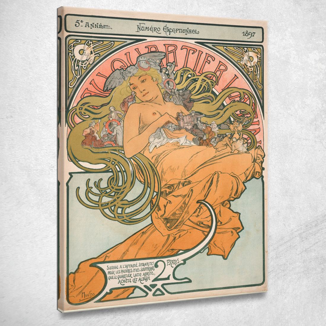 Nel Quartiere Latino 1897 Alphonse Mucha amu16 quadro stampato su tela Nel Quartiere Latino 1897 Alphonse Mucha amu16 quadro stampato su tela