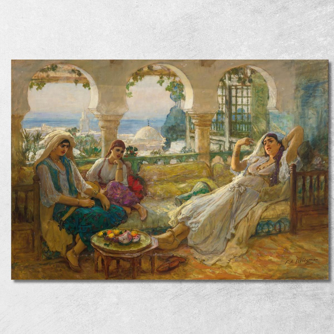 Sulla Terrazza Frederick Arthur Bridgman fab41 quadro stampato su tela Sulla Terrazza Frederick Arthur Bridgman fab41 quadro stampato su tela