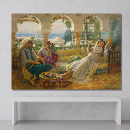 Sulla Terrazza Frederick Arthur Bridgman fab41 quadro stampato su tela