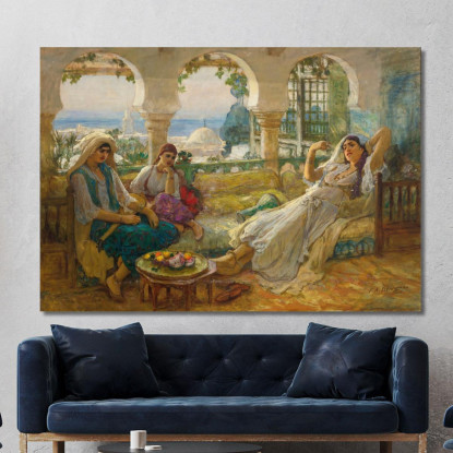 Sulla Terrazza Frederick Arthur Bridgman fab41 quadro stampato su tela