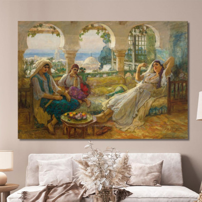 Sulla Terrazza Frederick Arthur Bridgman fab41 quadro stampato su tela