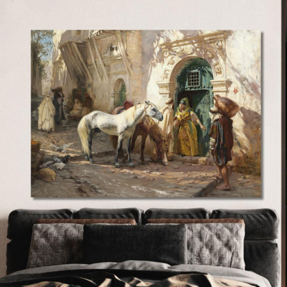 Scena Ripresa In Marocco Frederick Arthur Bridgman fab49 quadro stampato su tela