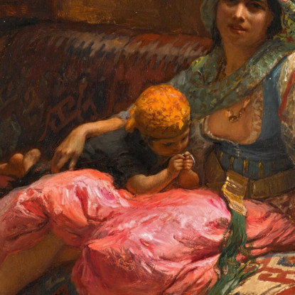 Momenti Teneri Frederick Arthur Bridgman fab52 quadro stampato su tela