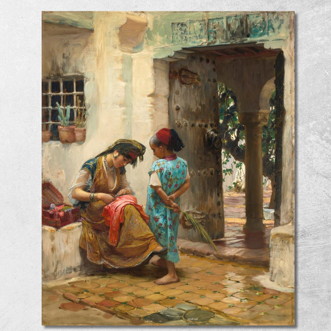 La Lezione Di Cucito Frederick Arthur Bridgman fab63 quadro stampato su tela La Lezione Di Cucito Frederick Arthur Bridgman fab63 quadro stampato su tela