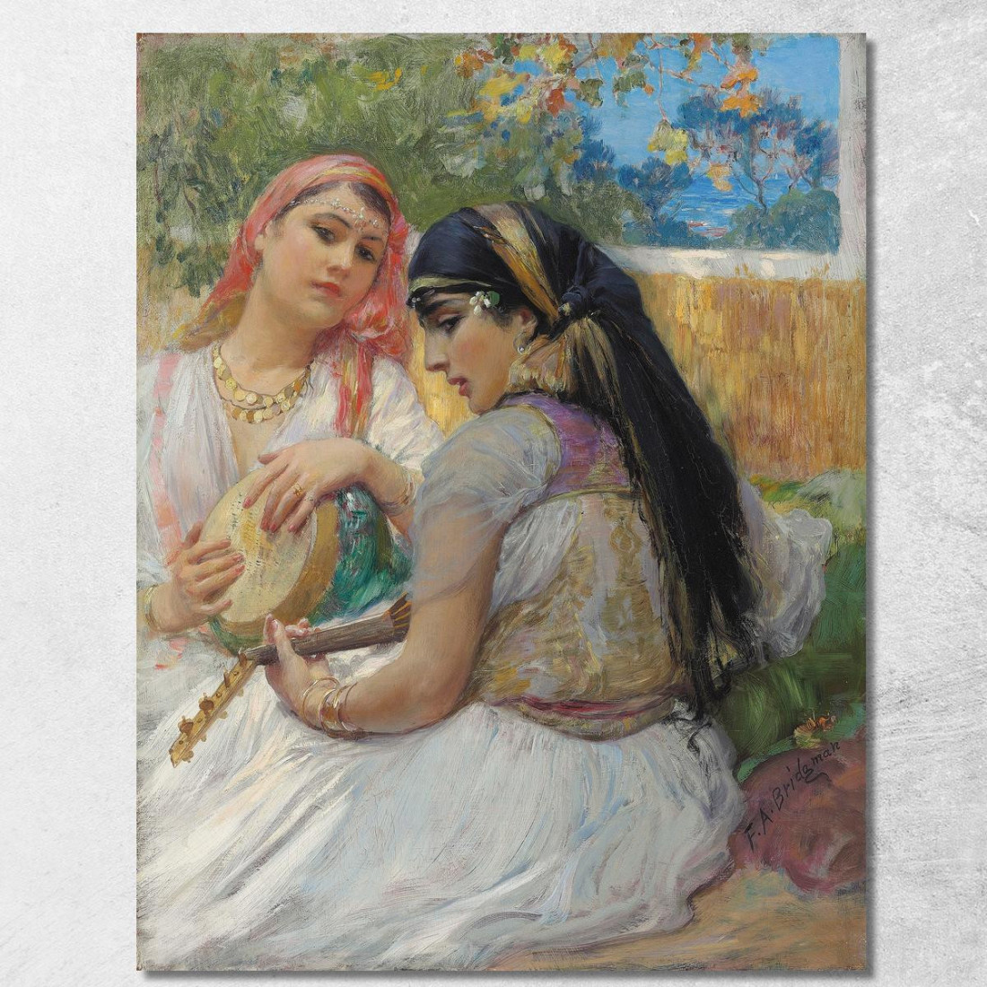Due Giovani Algerini Frederick Arthur Bridgman fab69 quadro stampato su tela Due Giovani Algerini Frederick Arthur Bridgman fab69 quadro stampato su tela