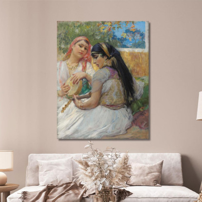 Due Giovani Algerini Frederick Arthur Bridgman fab69 quadro stampato su tela