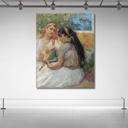 Due Giovani Algerini Frederick Arthur Bridgman fab69 quadro stampato su tela