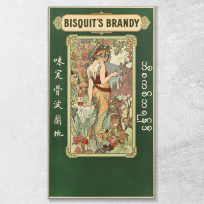 Il Brandy Di Bisquit Alphonse Mucha amu21 quadro stampato su tela