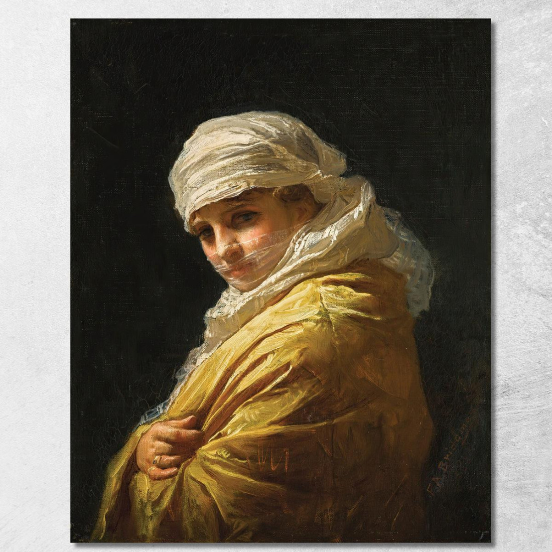 Giovane Donna Con Un Turbante Bianco Frederick Arthur Bridgman fab78 quadro stampato su tela Giovane Donna Con Un Turbante Bianco Frederick Arthur Bridgman fab78 quadro stampato su tela