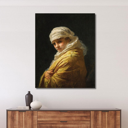 Giovane Donna Con Un Turbante Bianco Frederick Arthur Bridgman fab78 quadro stampato su tela