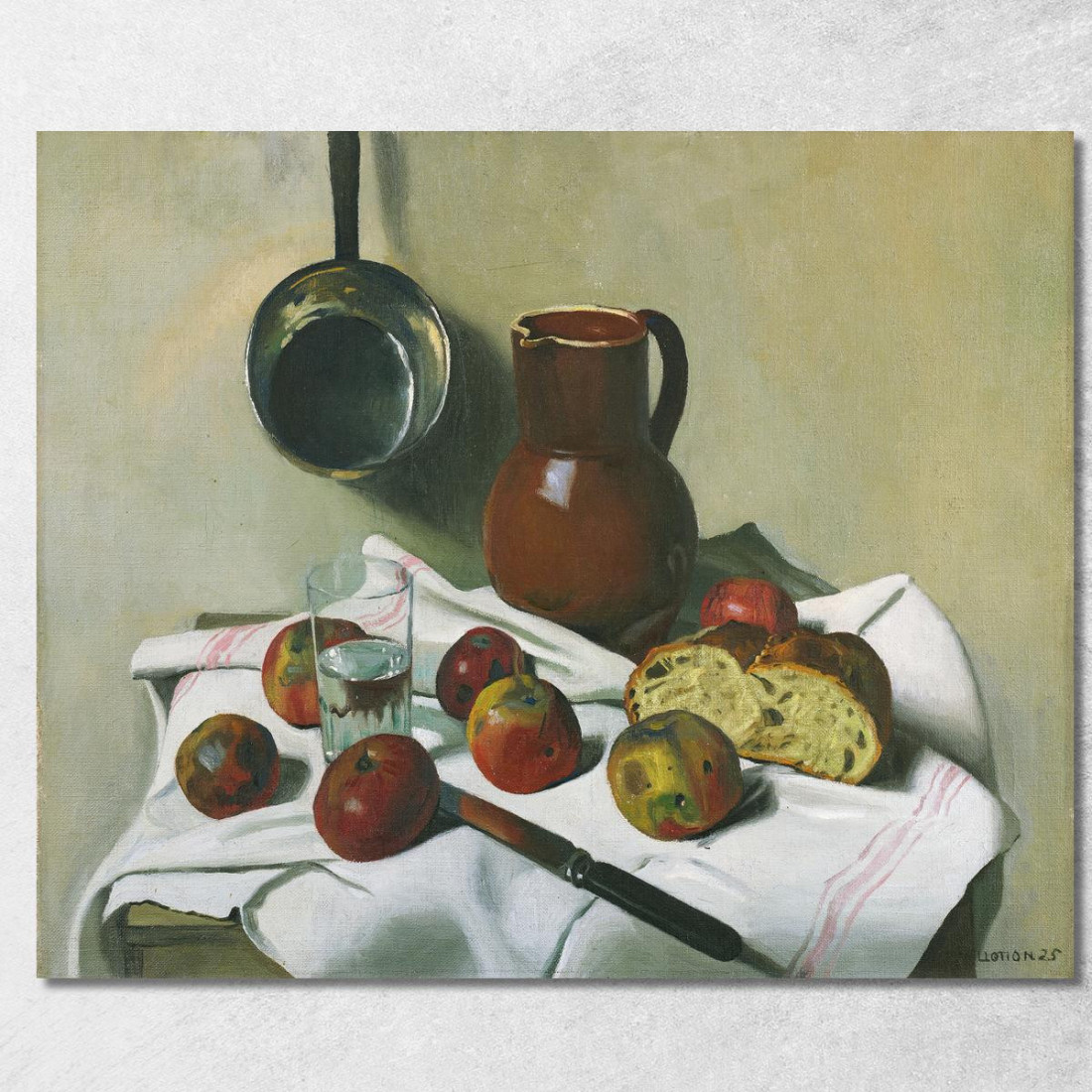 Mele Brocca Bicchiere D'Acqua E Pentola Di Latta Félix Vallotton fvl3 quadro stampato su tela Mele Brocca Bicchiere D'Acqua E Pentola Di Latta Félix Vallotton fvl3 quadro stampato su tela
