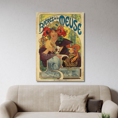 Birra Della Mosa Alphonse Mucha amu22 quadro stampato su tela