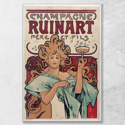 Champagne Ruinart Père Et Fils Alphonse Mucha amu27 quadro stampato su tela
